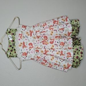 Little Miss Marmalade Squirrel Nature Print Tiered Play Dress Size 4